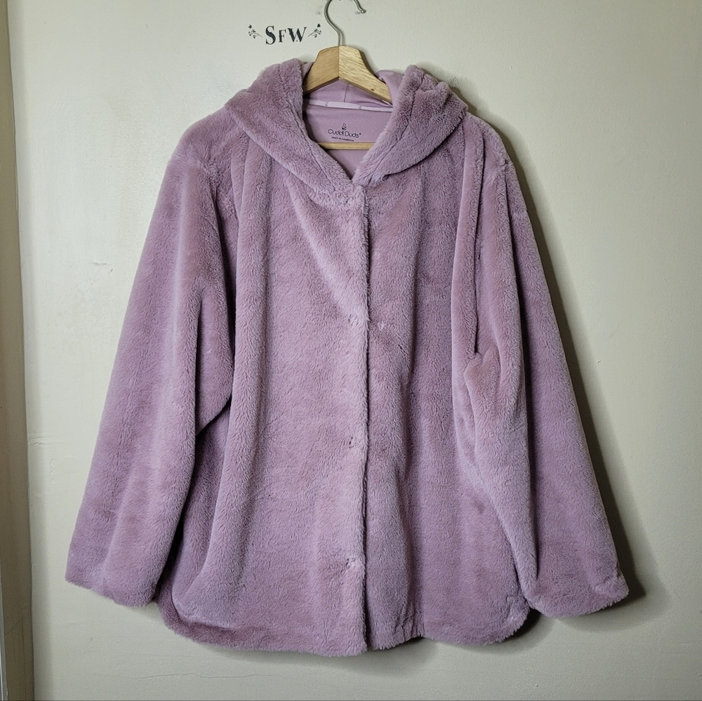 Cuddl Duds Faux Fur Jacket With Hood Size 1X - Picture 3 of 11